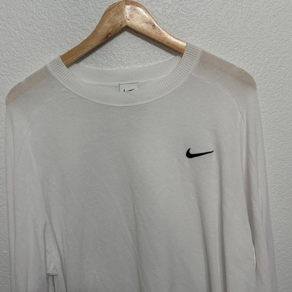 Nike Tiger Woods TW Collection White Knit Golf Sweater Mens XL Crew Neck Logo